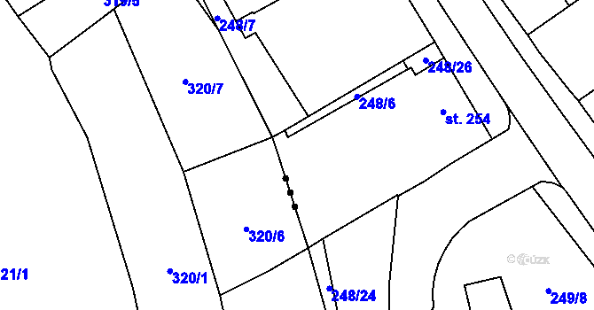 Parcela st. 248/23 v KÚ Habrovany, Katastrální mapa