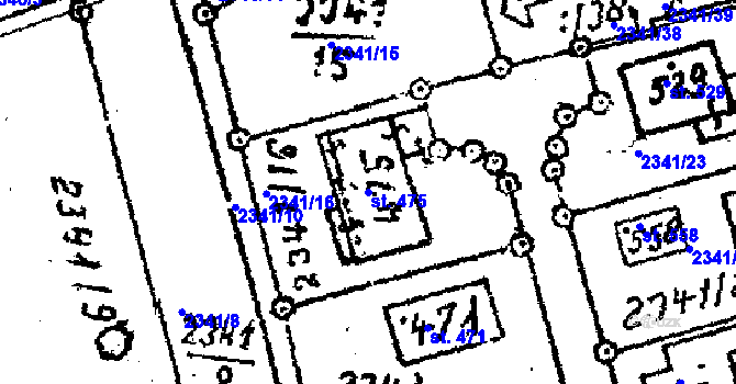 Parcela st. 475 v KÚ Habrovany, Katastrální mapa