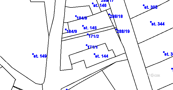 Parcela st. 171/1 v KÚ Habrovany, Katastrální mapa
