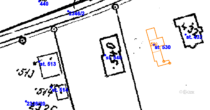 Parcela st. 540 v KÚ Habrovany, Katastrální mapa