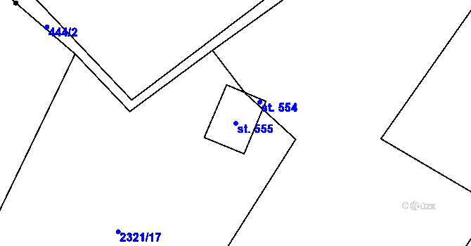 Parcela st. 555 v KÚ Habrovany, Katastrální mapa