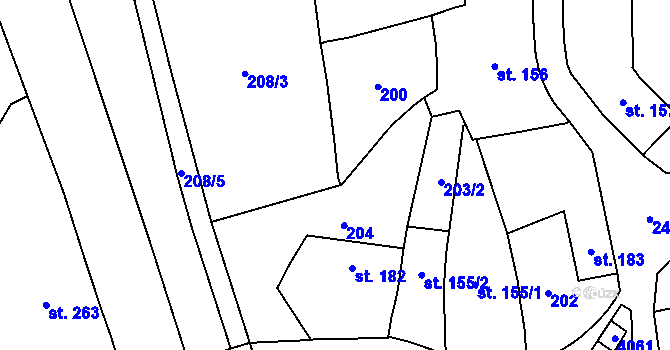 Parcela st. 205/2 v KÚ Habrovany, Katastrální mapa