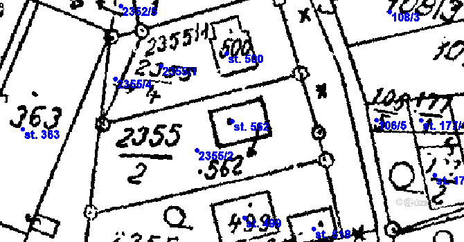 Parcela st. 562 v KÚ Habrovany, Katastrální mapa