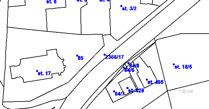 Parcela st. 2366/17 v KÚ Habrovany, Katastrální mapa