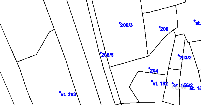 Parcela st. 208/5 v KÚ Habrovany, Katastrální mapa