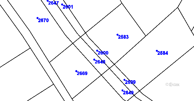 Parcela st. 2600 v KÚ Habrovany, Katastrální mapa