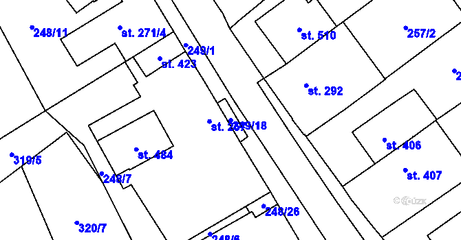 Parcela st. 249/18 v KÚ Habrovany, Katastrální mapa