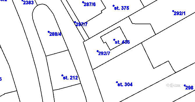 Parcela st. 292/7 v KÚ Habrovany, Katastrální mapa