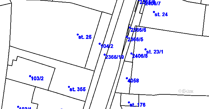 Parcela st. 2366/19 v KÚ Habrovany, Katastrální mapa