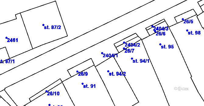 Parcela st. 2404/1 v KÚ Habrovany, Katastrální mapa
