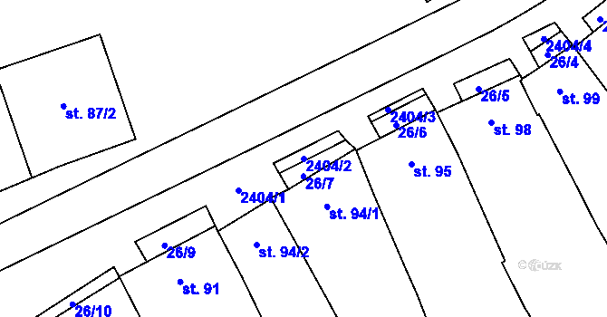 Parcela st. 2404/2 v KÚ Habrovany, Katastrální mapa