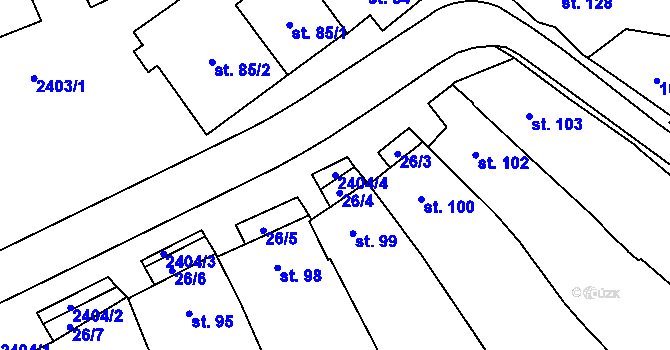Parcela st. 2404/4 v KÚ Habrovany, Katastrální mapa