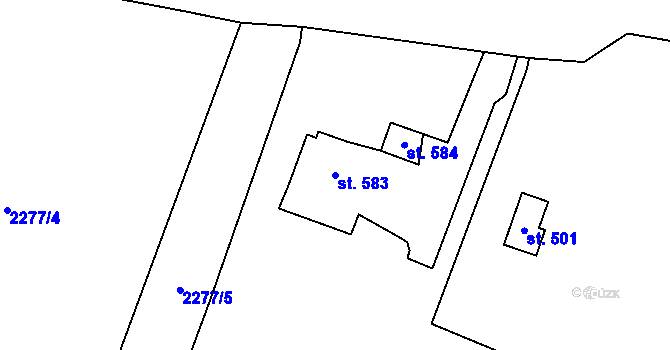Parcela st. 583 v KÚ Habrovany, Katastrální mapa