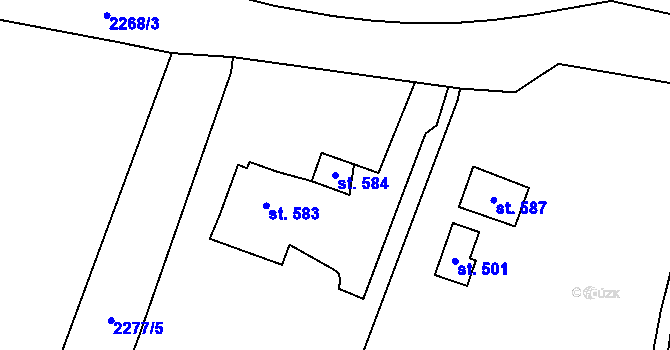Parcela st. 584 v KÚ Habrovany, Katastrální mapa