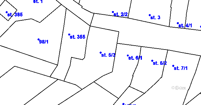 Parcela st. 5/3 v KÚ Olšany, Katastrální mapa
