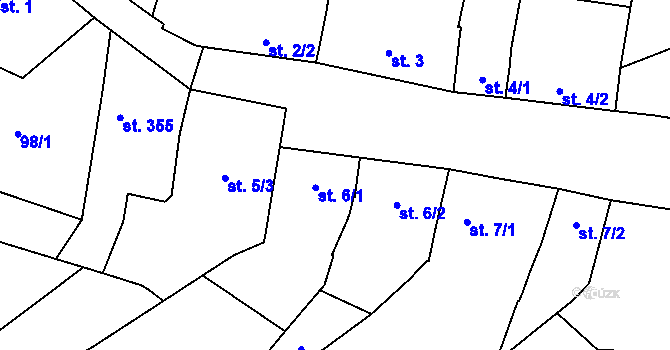 Parcela st. 6/1 v KÚ Olšany, Katastrální mapa
