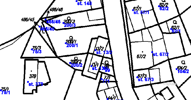 Parcela st. 13/2 v KÚ Olšany, Katastrální mapa