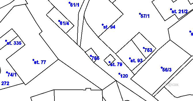 Parcela st. 25 v KÚ Olšany, Katastrální mapa