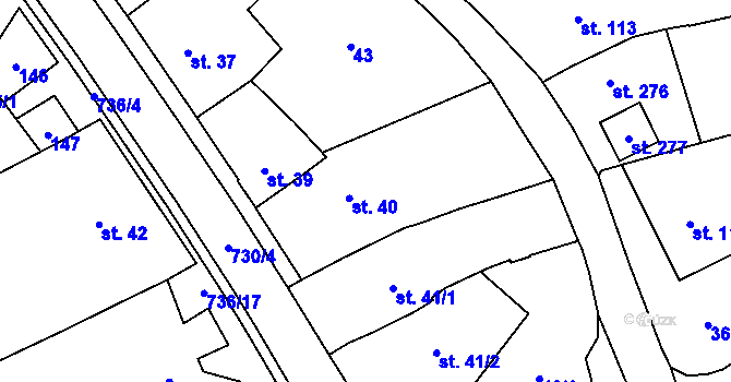 Parcela st. 40 v KÚ Olšany, Katastrální mapa