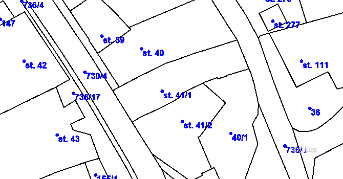 Parcela st. 41/1 v KÚ Olšany, Katastrální mapa