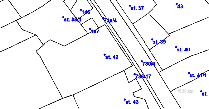 Parcela st. 42 v KÚ Olšany, Katastrální mapa