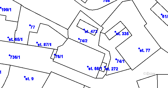 Parcela st. 66/2 v KÚ Olšany, Katastrální mapa
