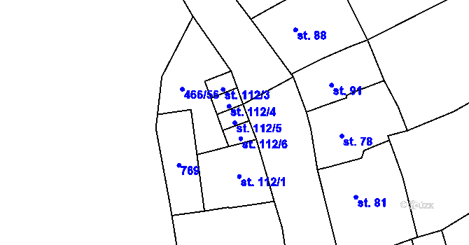 Parcela st. 112/5 v KÚ Olšany, Katastrální mapa