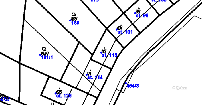 Parcela st. 115 v KÚ Olšany, Katastrální mapa