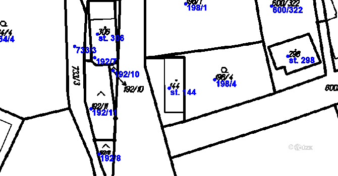 Parcela st. 144 v KÚ Olšany, Katastrální mapa