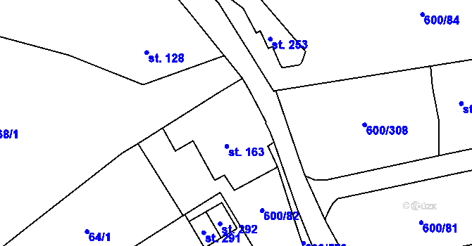 Parcela st. 163 v KÚ Olšany, Katastrální mapa