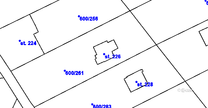 Parcela st. 226 v KÚ Olšany, Katastrální mapa