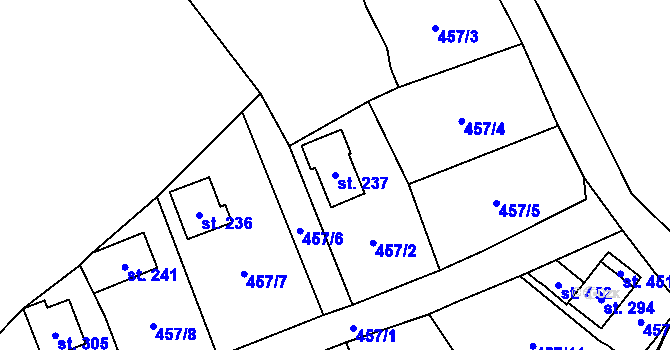 Parcela st. 237 v KÚ Olšany, Katastrální mapa