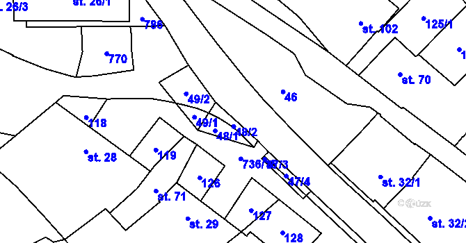 Parcela st. 48 v KÚ Olšany, Katastrální mapa