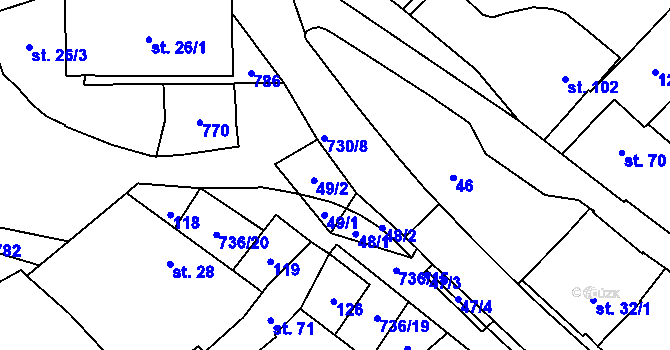 Parcela st. 49 v KÚ Olšany, Katastrální mapa