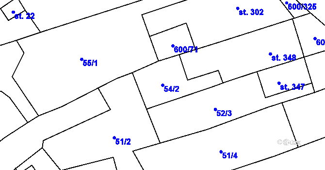 Parcela st. 54/2 v KÚ Olšany, Katastrální mapa