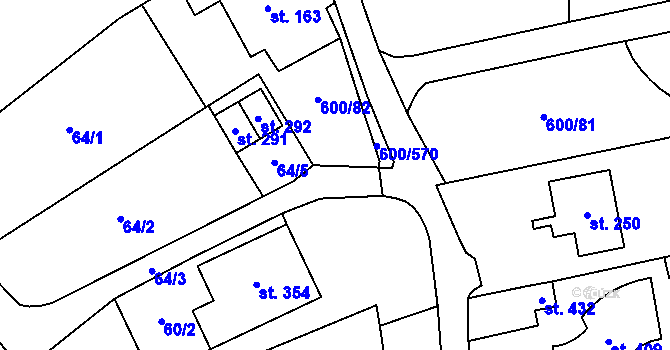Parcela st. 64/3 v KÚ Olšany, Katastrální mapa
