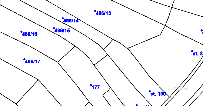 Parcela st. 176 v KÚ Olšany, Katastrální mapa