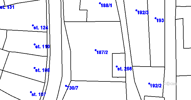 Parcela st. 187/2 v KÚ Olšany, Katastrální mapa