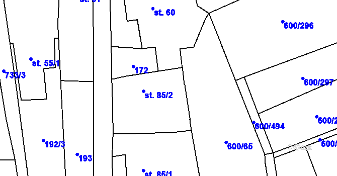 Parcela st. 198/2 v KÚ Olšany, Katastrální mapa