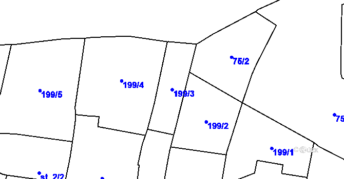 Parcela st. 199/3 v KÚ Olšany, Katastrální mapa