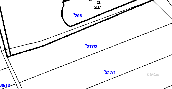 Parcela st. 217/2 v KÚ Olšany, Katastrální mapa