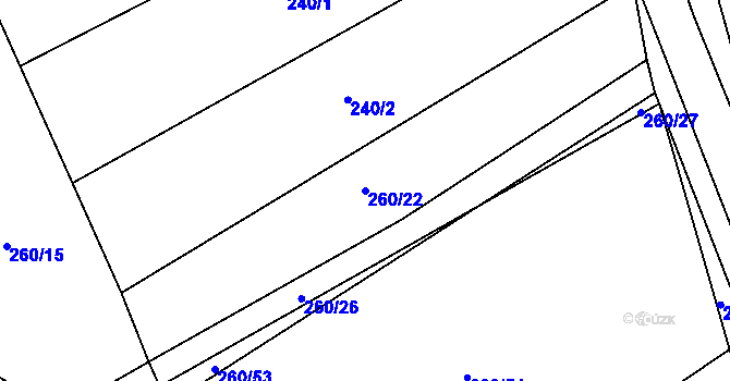 Parcela st. 260/22 v KÚ Olšany, Katastrální mapa