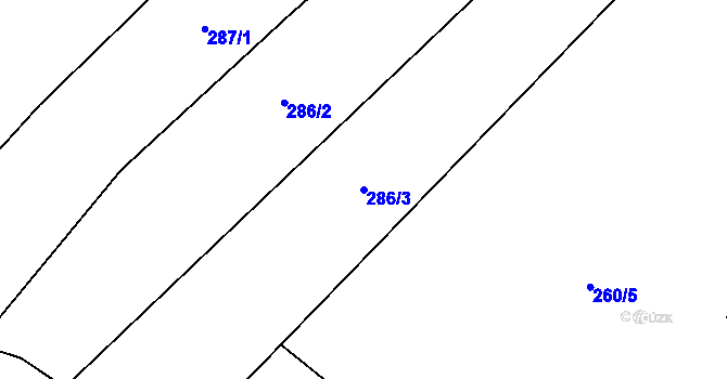 Parcela st. 286/3 v KÚ Olšany, Katastrální mapa