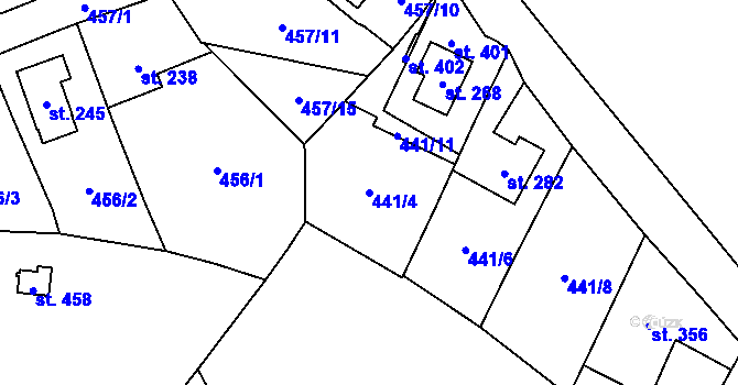 Parcela st. 441/4 v KÚ Olšany, Katastrální mapa