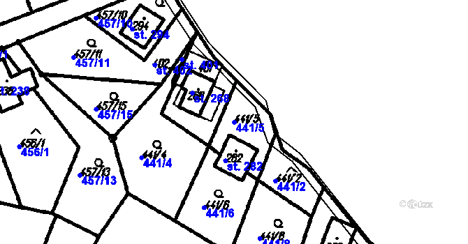 Parcela st. 441/5 v KÚ Olšany, Katastrální mapa