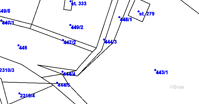 Parcela st. 447 v KÚ Olšany, Katastrální mapa