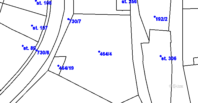 Parcela st. 464/4 v KÚ Olšany, Katastrální mapa