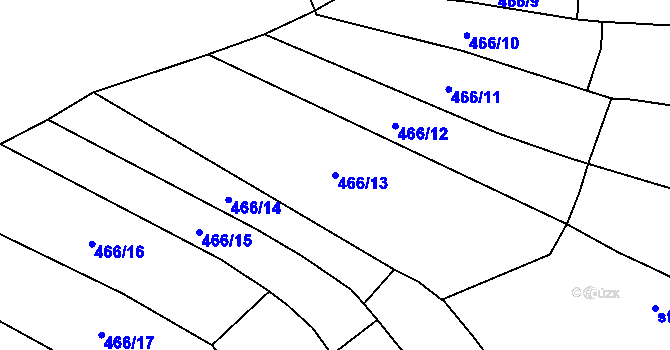 Parcela st. 466/13 v KÚ Olšany, Katastrální mapa