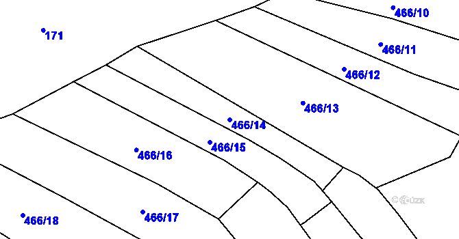 Parcela st. 466/14 v KÚ Olšany, Katastrální mapa