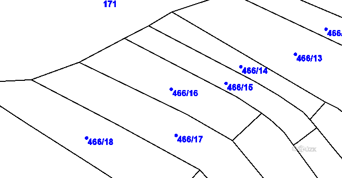Parcela st. 466/16 v KÚ Olšany, Katastrální mapa
